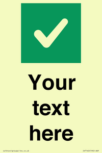 Custom plain background, green square with tick sign